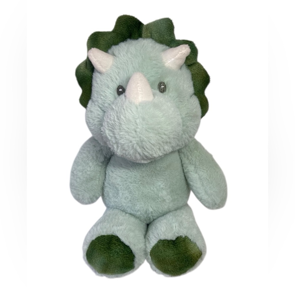KellyBaby‎ Green Dinosaur Triceratops Stuffed Plush Rattle Crinkle Kellytoy 12".